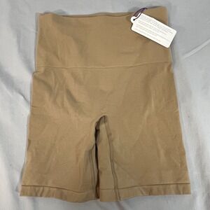 Yitty High Waisted Shapewear Shorts Tan NWT M/L Seamless Tummy Control Mid Thigh